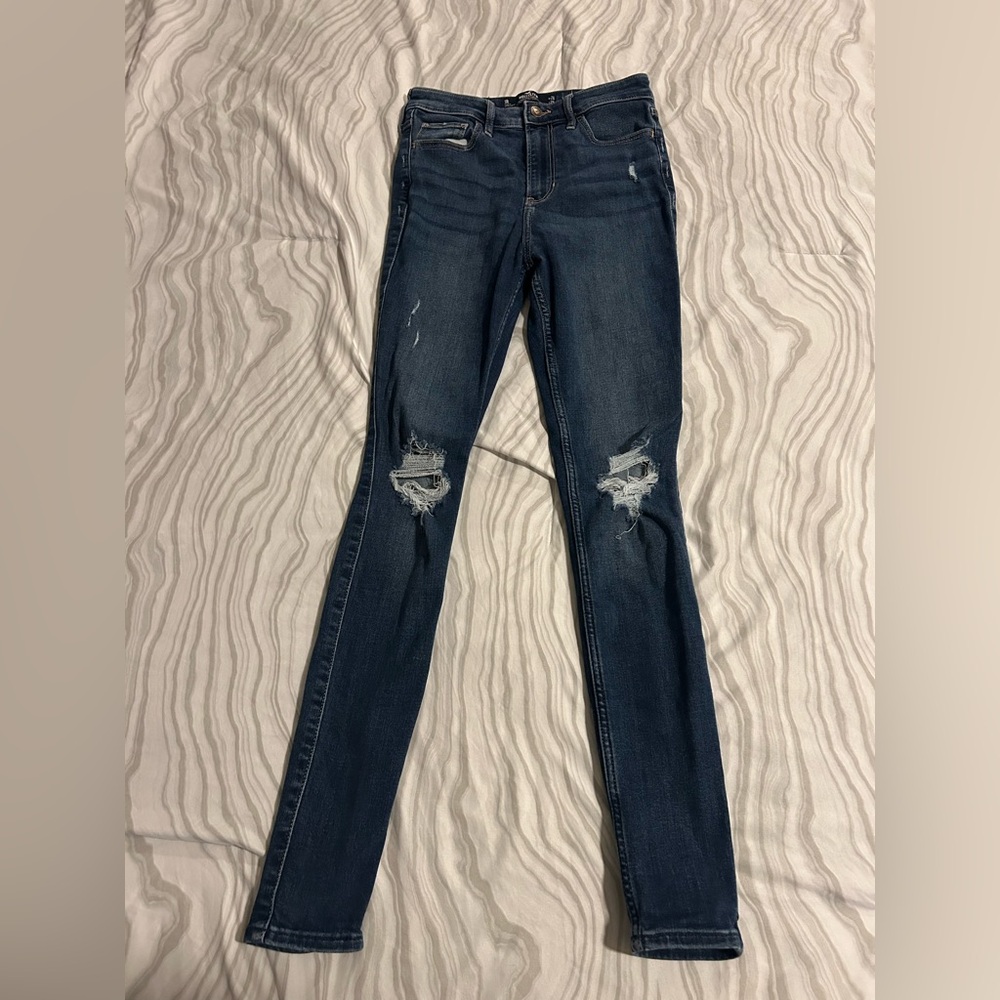 Hollister Dark Blue Distressed Skinny Jeans